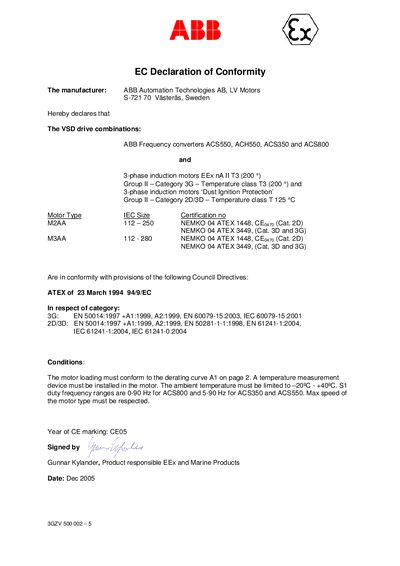 ABB ACS550/ACS350/ACS800 EC Declaration of Conformity - cover page