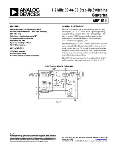 Analog Devices ADP1610 Datasheet - cover page