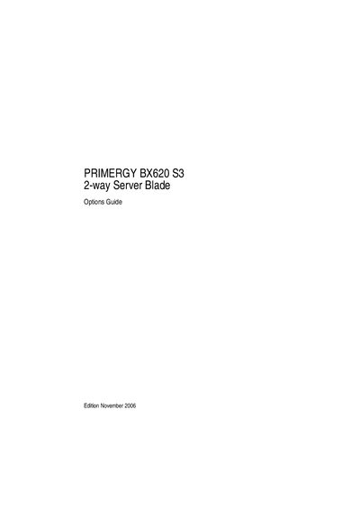 PRIMERGY BX620 S3 2-way Server Blade Manual - cover page