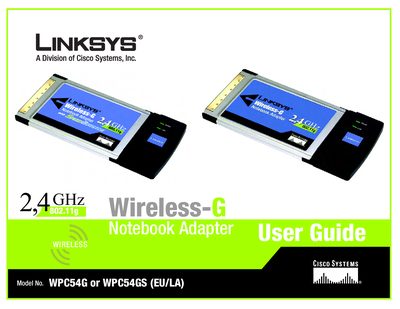 Linksys WPC54G/WPC54GS Wireless‑G Notebook Adapter User Manual - cover page