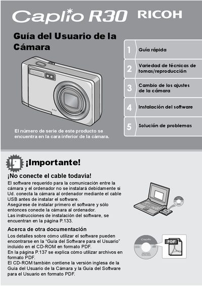 Ricoh Caplio R30 Digital Camera User Guide - cover page