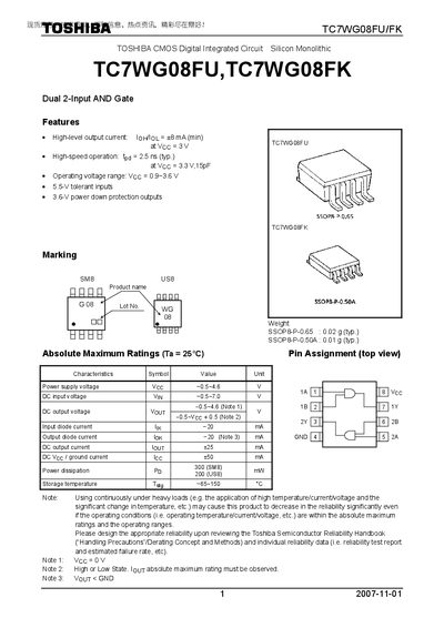 THSHIBA TC7WG08FU TC7WG08FK Guide - cover page
