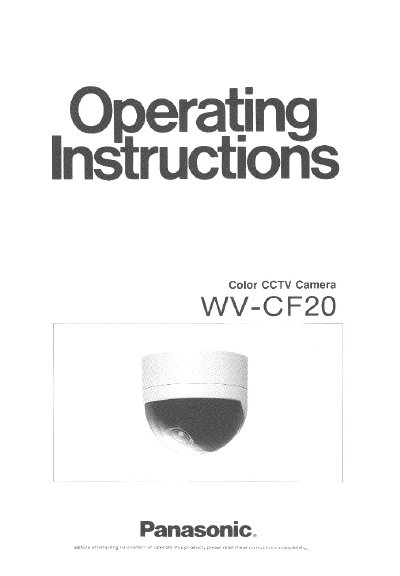 Panasonic WV-CF20 Color CCTV Camera Operating Instructions - cover page