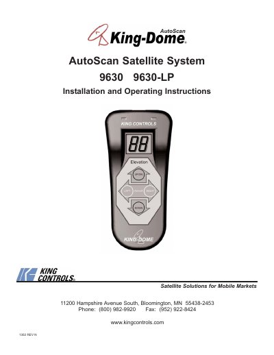 King Controls 9630 AutoScan Satellite System Installation and Operating Instructions - cover page
