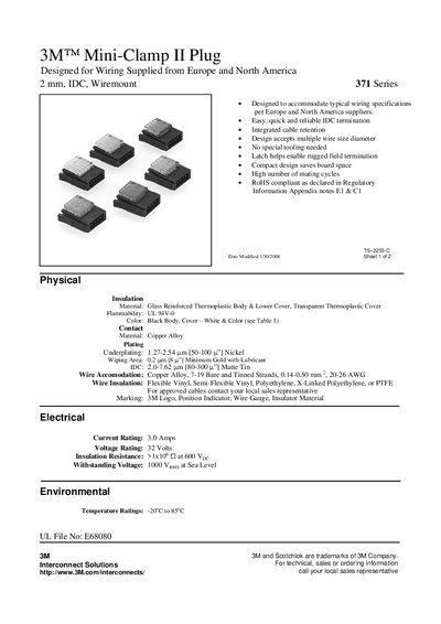 3M Mini-Clamp II Plug 371 Series Product Leaflet