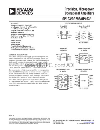 Analog Devices OP193 Operational Amplifier Handbook - cover page