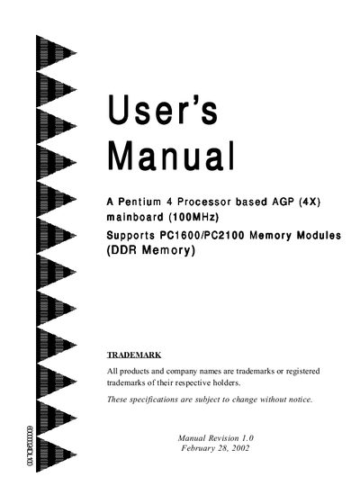 EPoX EP-4BDAL Pentium 4 AGP Mainboard User Manual - cover page