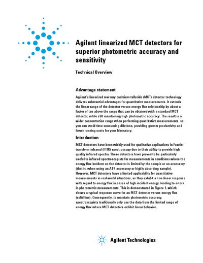 Agilent Linearized MCT Detectors Technical Overview - cover page