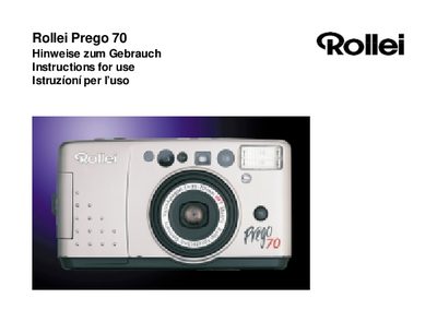Rollei Prego 70 Camera User Manual - cover page