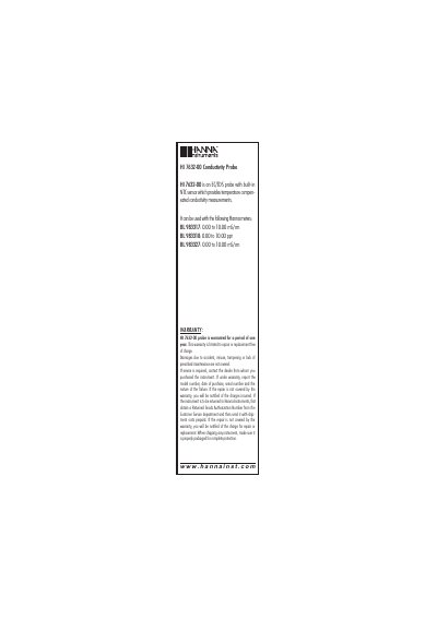 Hanna Instruments HI 7632-00 Conductivity Probe Instruction Manual - cover page