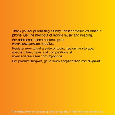 Sony Ericsson W902 Phone User Manual