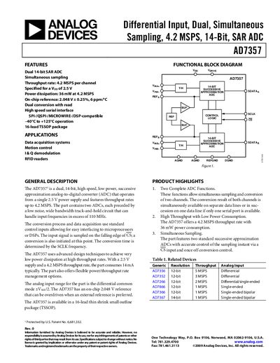 Analog Devices AD7357 Datasheet - cover page
