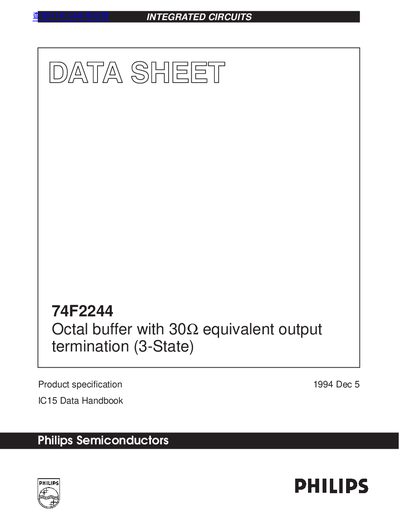 PHILIPS 74F2244 Octal buffer with 30Ω equivalent output termination (3-State) handbook - cover page