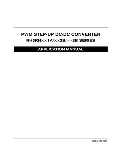 Ricoh RH5RH XX1A/XX2B/XX3B Series PWM Step-Up DC/DC Converter Application Manual - cover page