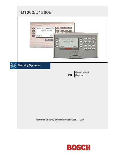 BOSCH D1260/C1260B handbook - cover page