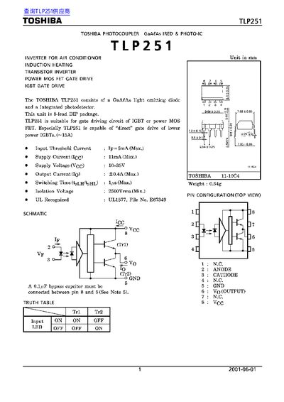 TOSHIBA TLP3251 Manual - cover page