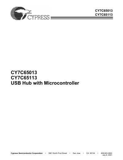 Cypress CY7C65013 / CY7C65113 USB Hub with Microcontroller Programming Manual - cover page