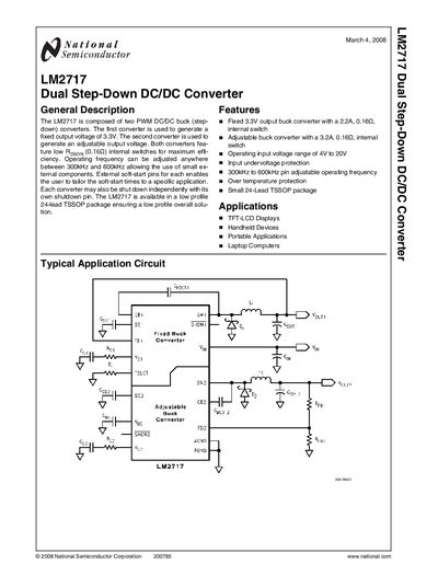 National Semiconductor LM2717 Dual Step-Down DC/DC Converter Datasheet - cover page