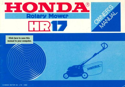 Honda HR17 Rotary Mower Owner's Manual - cover page