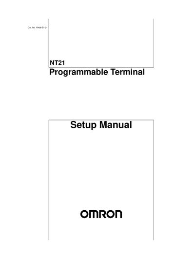 Omron NT21 Programmable Terminal Setup Manual - cover page