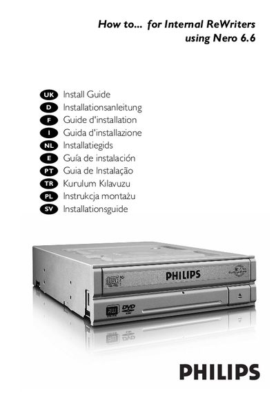 Philips Nero 6.6 DVD-ReWriter Installation Guide - cover page