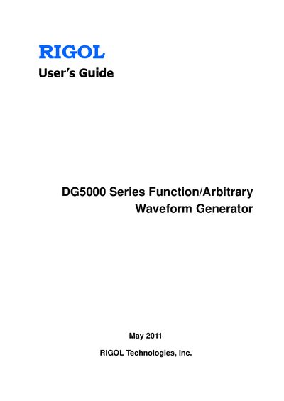 Rigol DG5000 Series Function/Arbitrary Waveform Generator User Guide - cover page