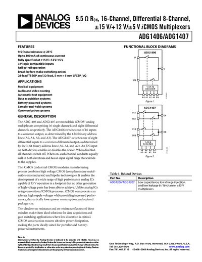 Analog Devices ADG1406/ADG1407 Product Handbook - cover page