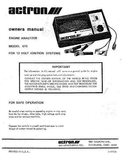 actron 615 Manual - cover page