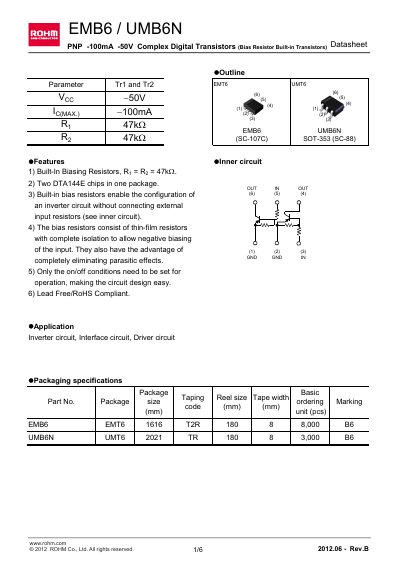 ROHM EMB6 / UMB6N Datasheet - cover page