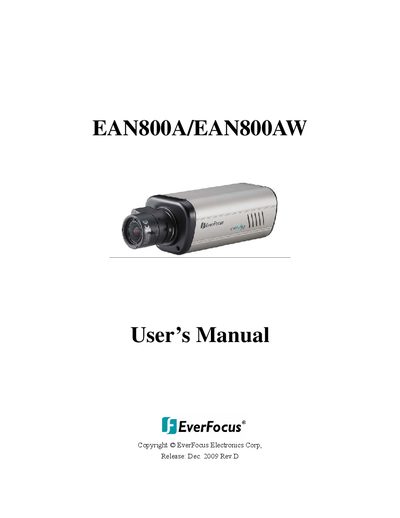 EverFocus EAN800A/EAN800AW IP Network Camera User's Manual - cover page