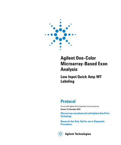 Agilent Low Input Quick Amp WT Labeling Protocol User Guide - cover page
