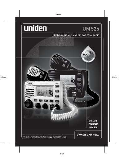 Uniden UM-525 Marine Radio Owner's Manual - cover page