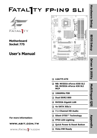 Motherboard Socket 775 User Manual - cover page