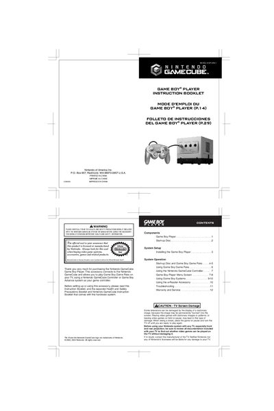 Nintendo GameCube Game Boy Player Instruction Manual - cover page