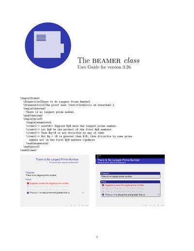 The beamer class User Guide for version 3.20. - cover page