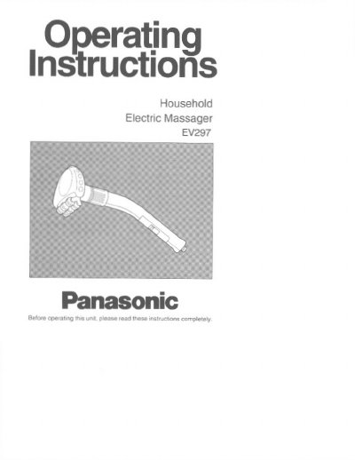 Panasonic EV297 Household Electric Massager User Manual - cover page