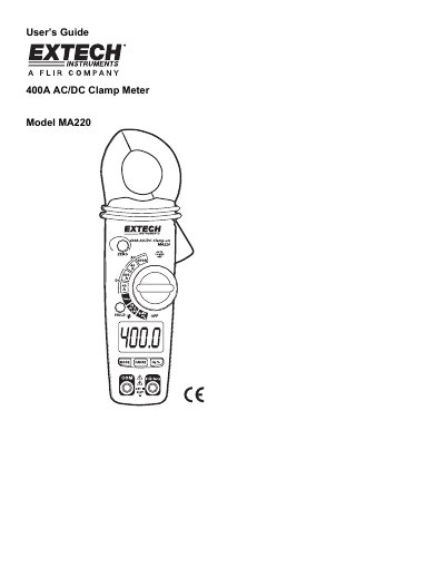 Extech MA220 AC/DC Clamp Meter User's Guide - cover page
