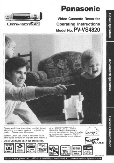 Panasonic PVVS4820 VCR Operating Instructions - cover page