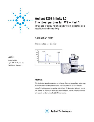 Agilent 1290 Infinity LC Application Note: Influence of Delay Volume and System Dispersion on Resolution and Sensitivity - cover page