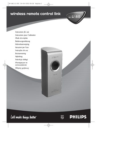 Philips SBC LI 805 Receiver User Manual - cover page