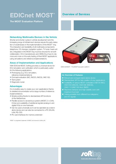 Softing EDICnet MOST User Manual - cover page