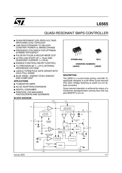 STMicroelectronics L6565 Datasheet - cover page