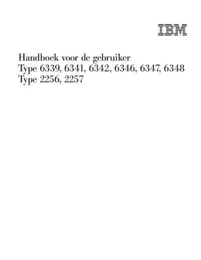 IBM Type 6339/6341/6342/6346/6347/6348/2256/2257 User Manual - cover page