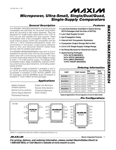 Maxim MAX9021/MAX9022/MAX9024 Datasheet - cover page