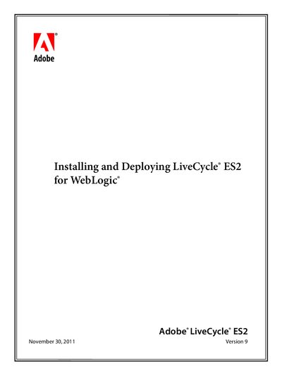 Adobe LiveCycle ES2 Installation and Deployment Guide for WebLogic