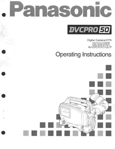 Panasonic AJD900WP Digital Camera/VTR Operating Instructions