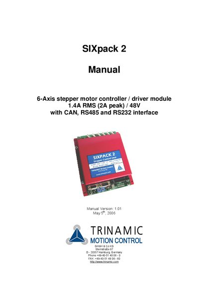 Trinamic SIXpack 2 User Manual - cover page