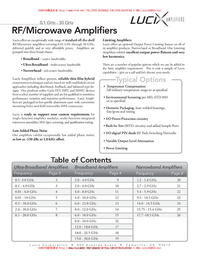 Lucix RF/Microwave Amplifiers Product Catalog - cover page
