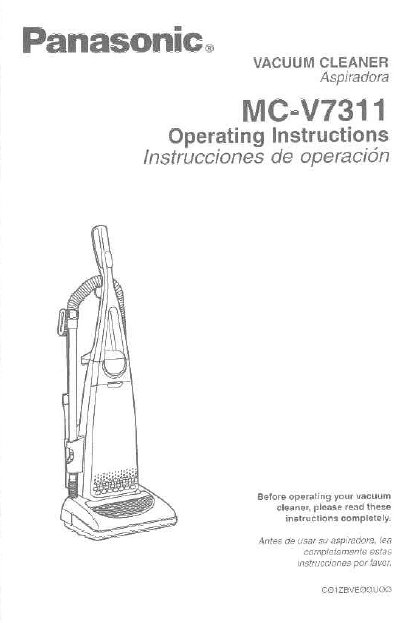 Panasonic MC-V7311 Upright Vacuum Cleaner Operating Instructions - cover page