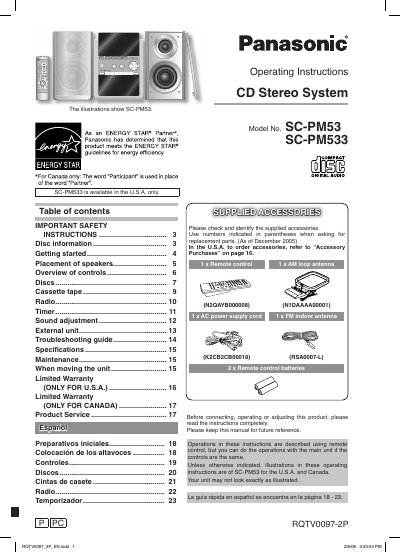 Philips SC-PM533 CD Stereo System Operating Instructions - cover page